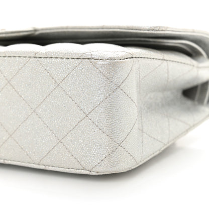 Chanel Glittered Metallic Caviar Quilted Medium Double Flap Silver 10 of 12