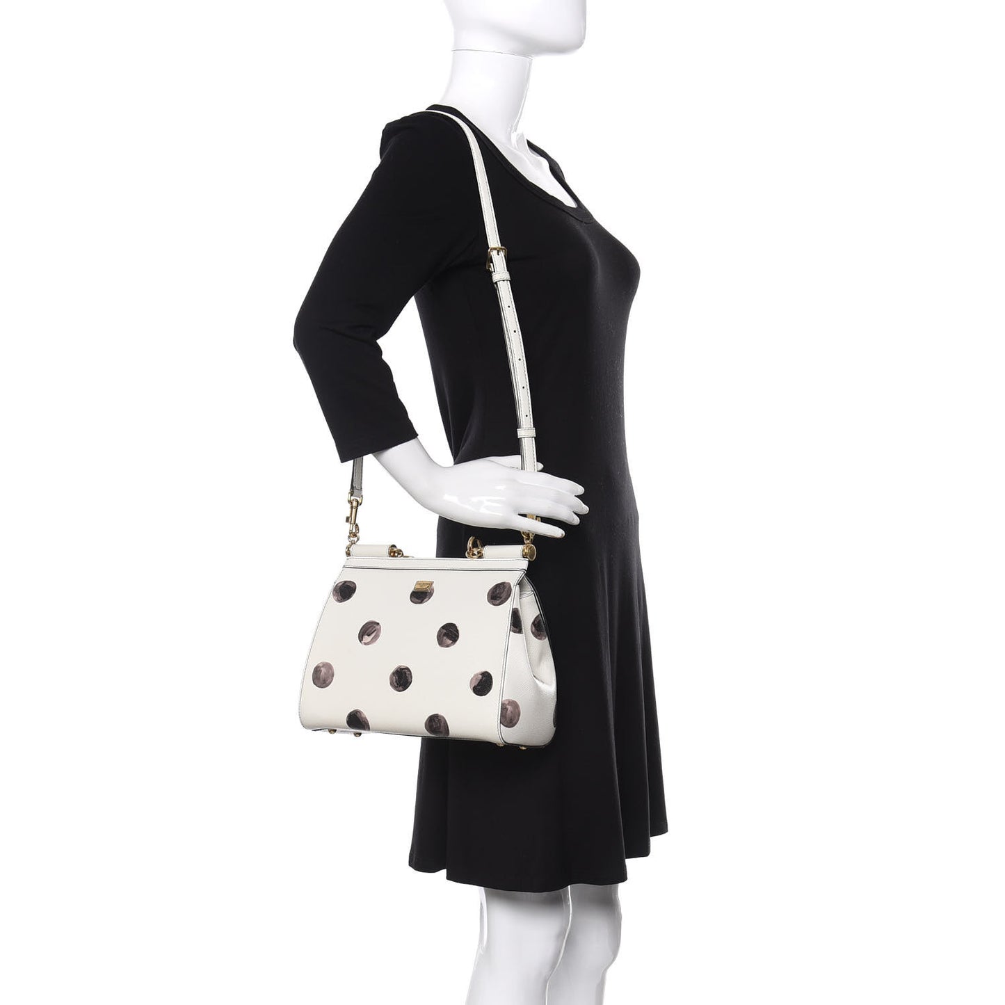 Vitello Polka Dot Medium Miss Sicily Satchel White