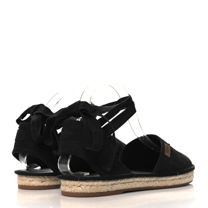 Fendi Canvas FF Embroidered Roma Ankle Wrap Flat Espadrilles 40 Black 5 of 9