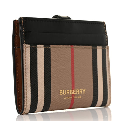 Burberry E-Canvas Calfskin Icon Stripe Folding Card Case Archive Black 3 of 8