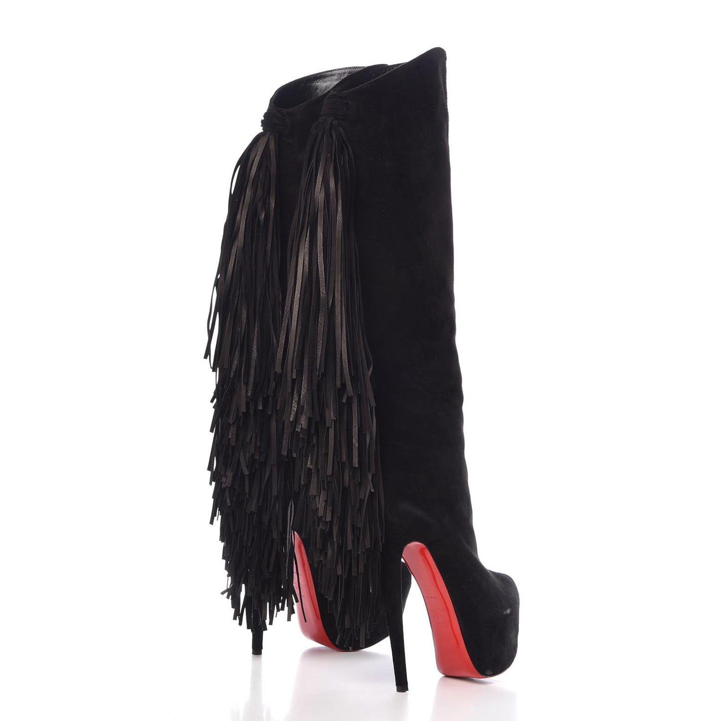 Suede Fringe Interlopa 160 Over The Knee Boots 37.5 Black