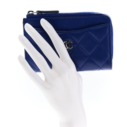 Chanel Lambskin Quilted CC Zip Around Card Holder Blue 2 of 9