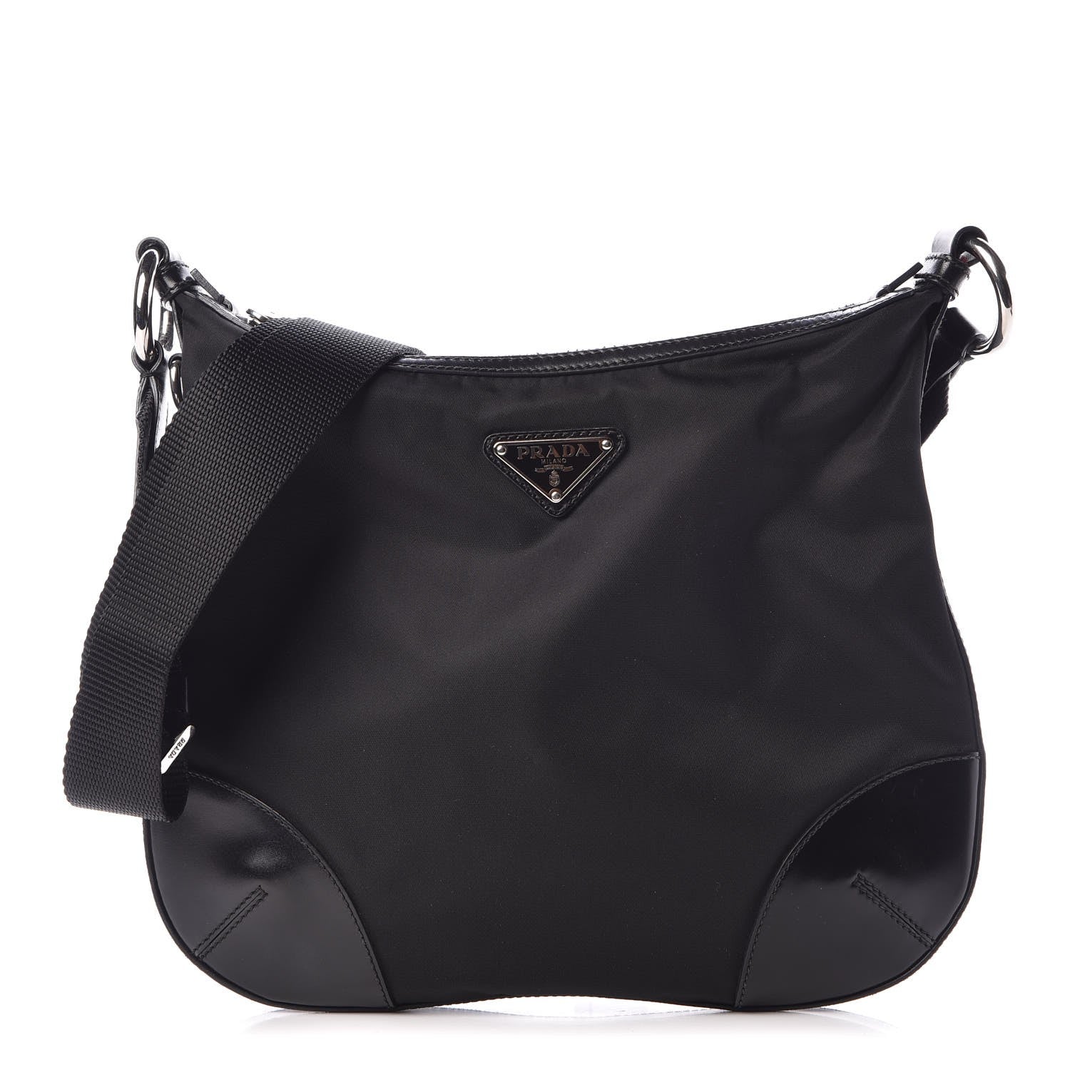 Prada Tessuto Nylon Calfskin Flat Messenger Bag Black 1 of 7