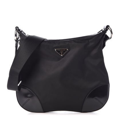 Prada Tessuto Nylon Calfskin Flat Messenger Bag Black 1 of 7