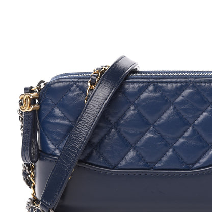 Chanel Aged Calfskin Quilted Small Gabrielle Clutch With Chain Navy Blue 13 of 14