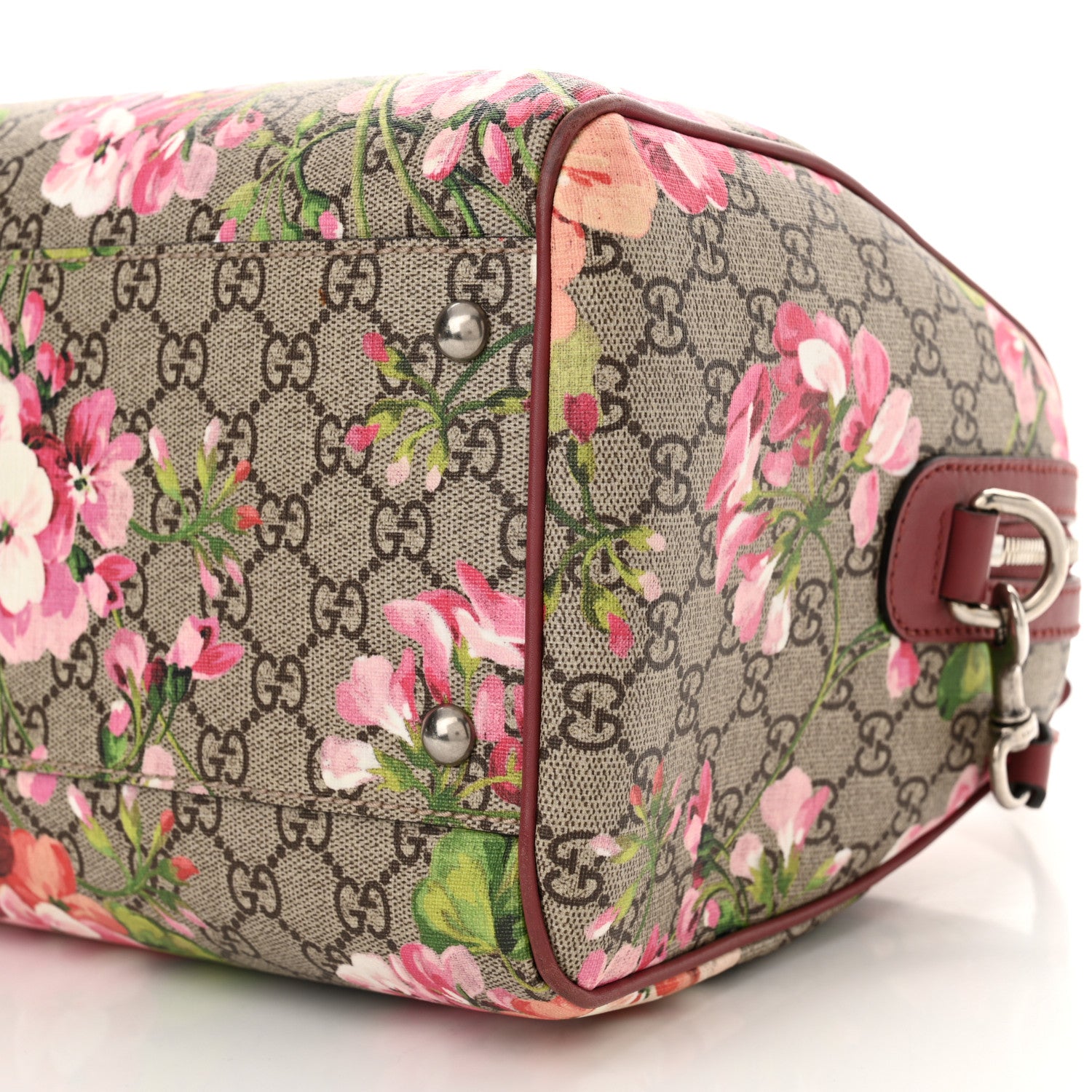 Gucci GG Supreme Monogram Blooms Medium Boston Beige Multicolor Dry Rose 10 of 12