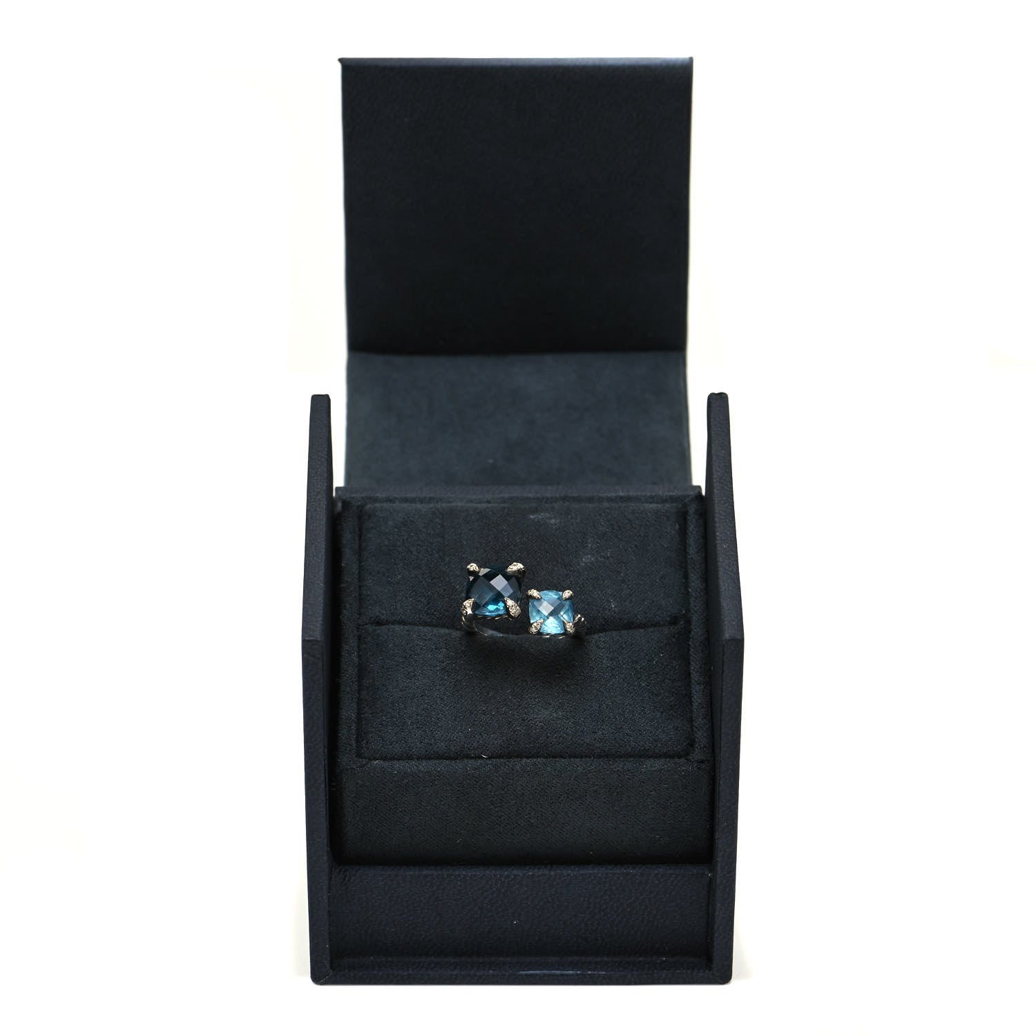 David Yurman Sterling Silver Diamond Hampton Blue Topaz Chatelaine Bypass Ring 47 4 5 of 5