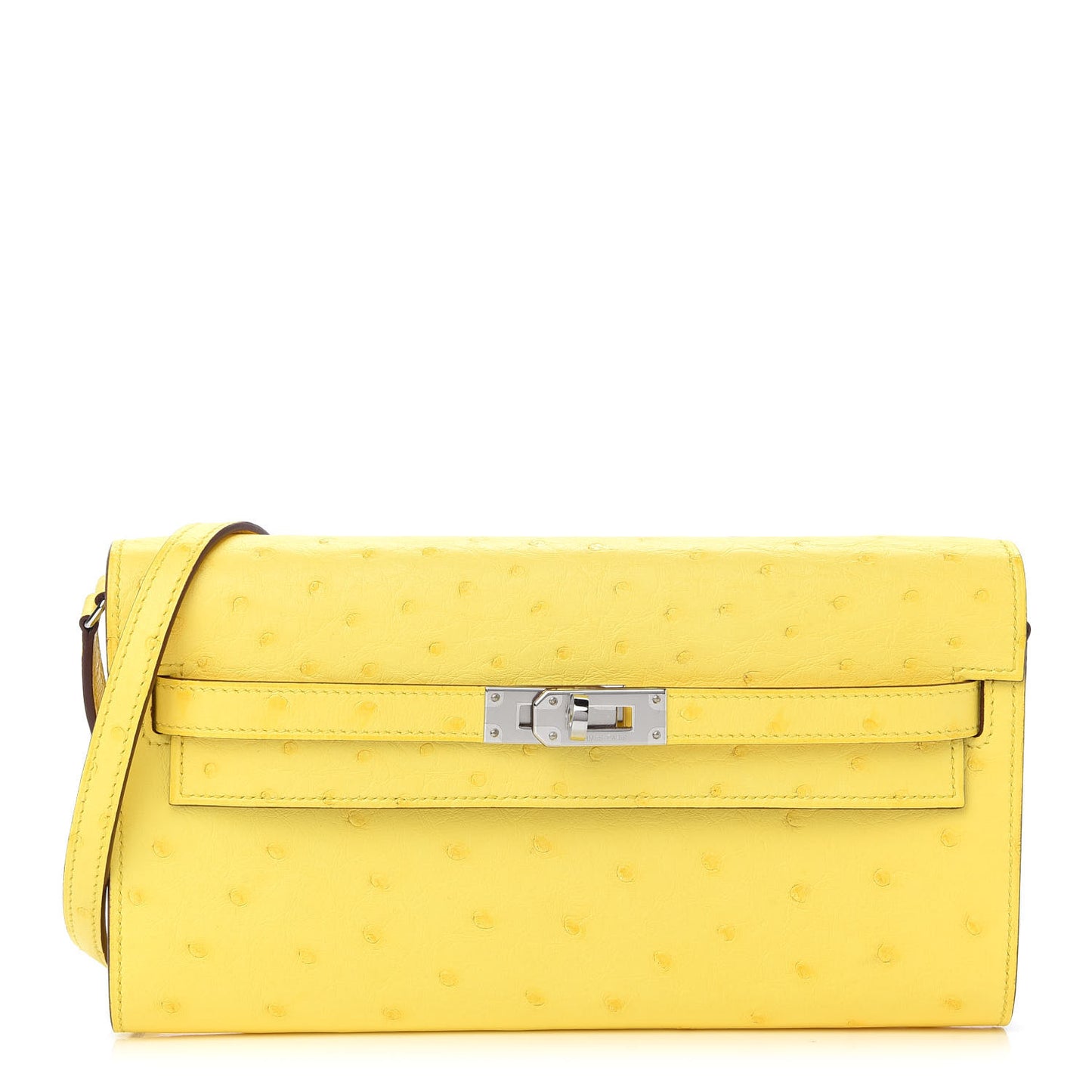 Ostrich Kelly Wallet To Go Jaune Citron