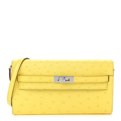 Hermes Ostrich Kelly Wallet To Go Jaune Citron 1 of 8