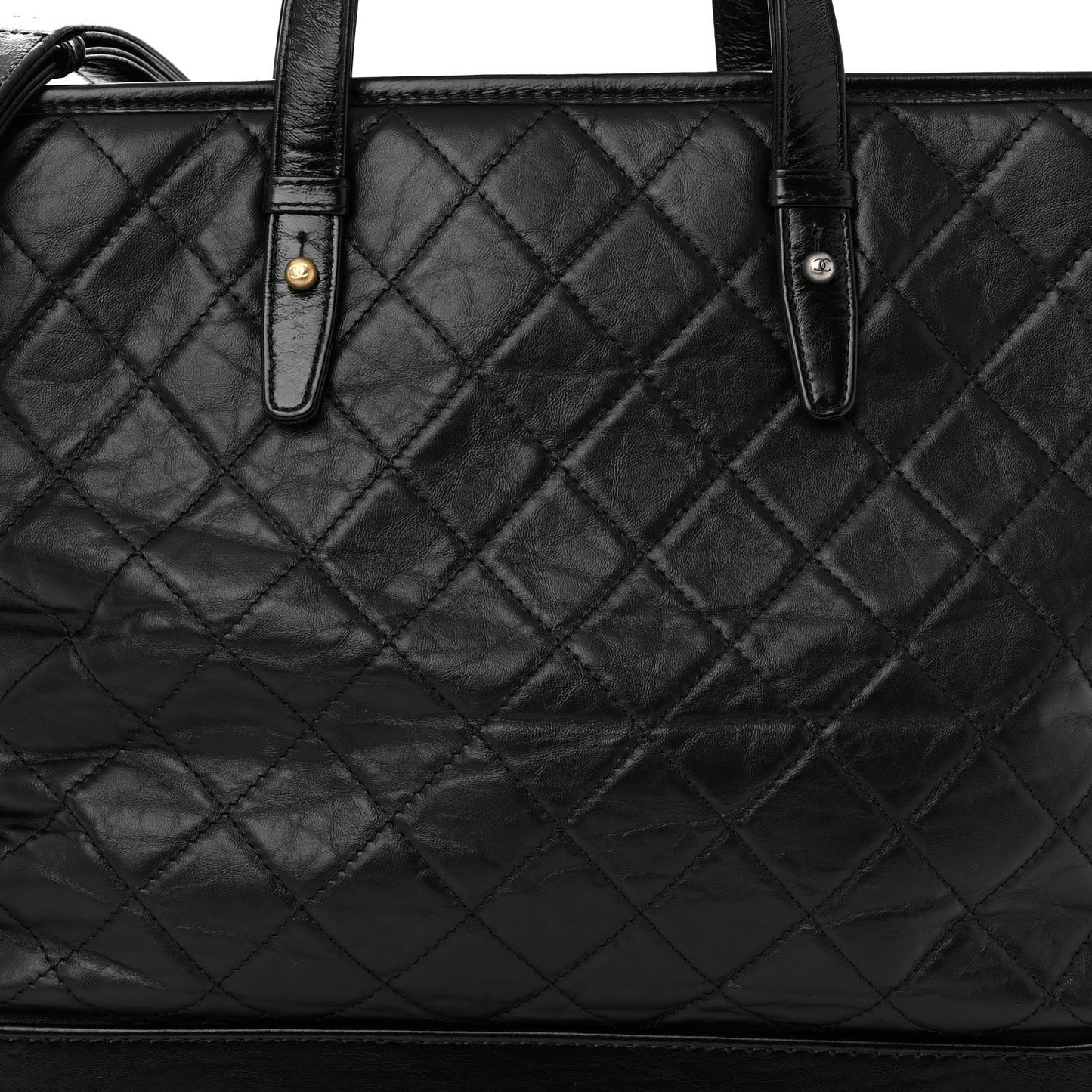 Aged Calfskin Quilted Large Gabrielle Shopping Tote Black