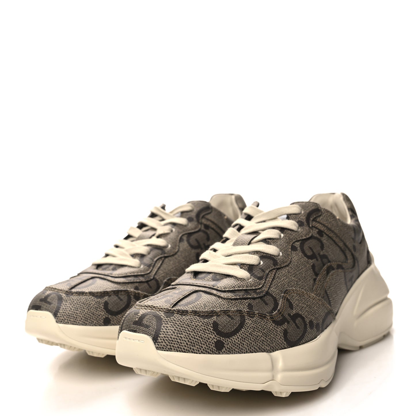 Maxi GG Supreme Monogram Gucci 100 Womens Rhyton Sneakers 37 Beige Ebony