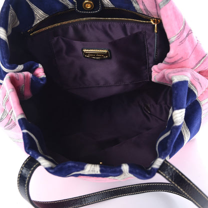 Miu Miu Velour Floral Tote Pink 5 of 9