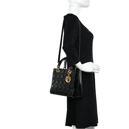 Christian Dior Patent Cannage Medium Lady Dior Black 2 of 12