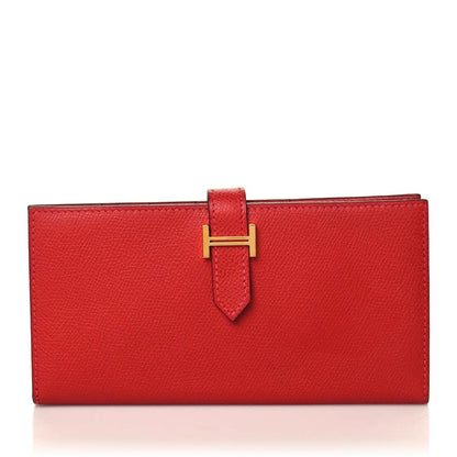 Hermes Epsom Bearn Gusset Wallet Rouge Casaque 1 of 8