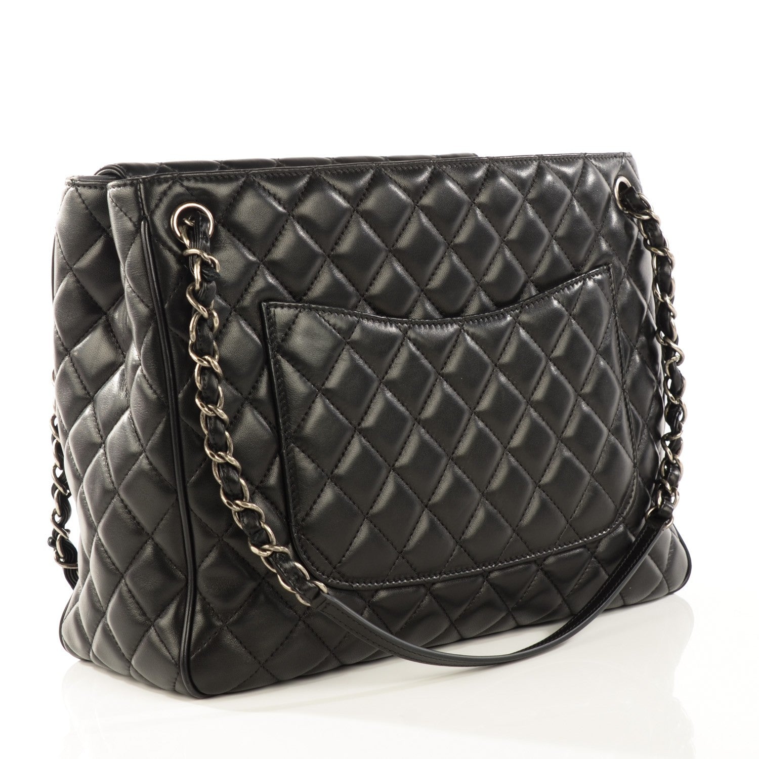 Chanel Lambskin Quilted Front Flap Tote Black 3 of 8