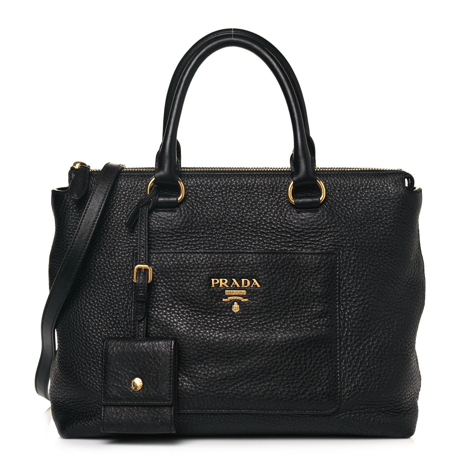 Prada Vitello Daino Boxy Tote Black 1 of 13