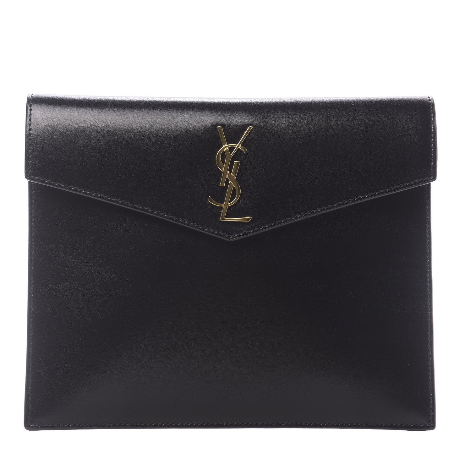 Smooth Shiny Calfskin Monogram Uptown Baby Pouch Black