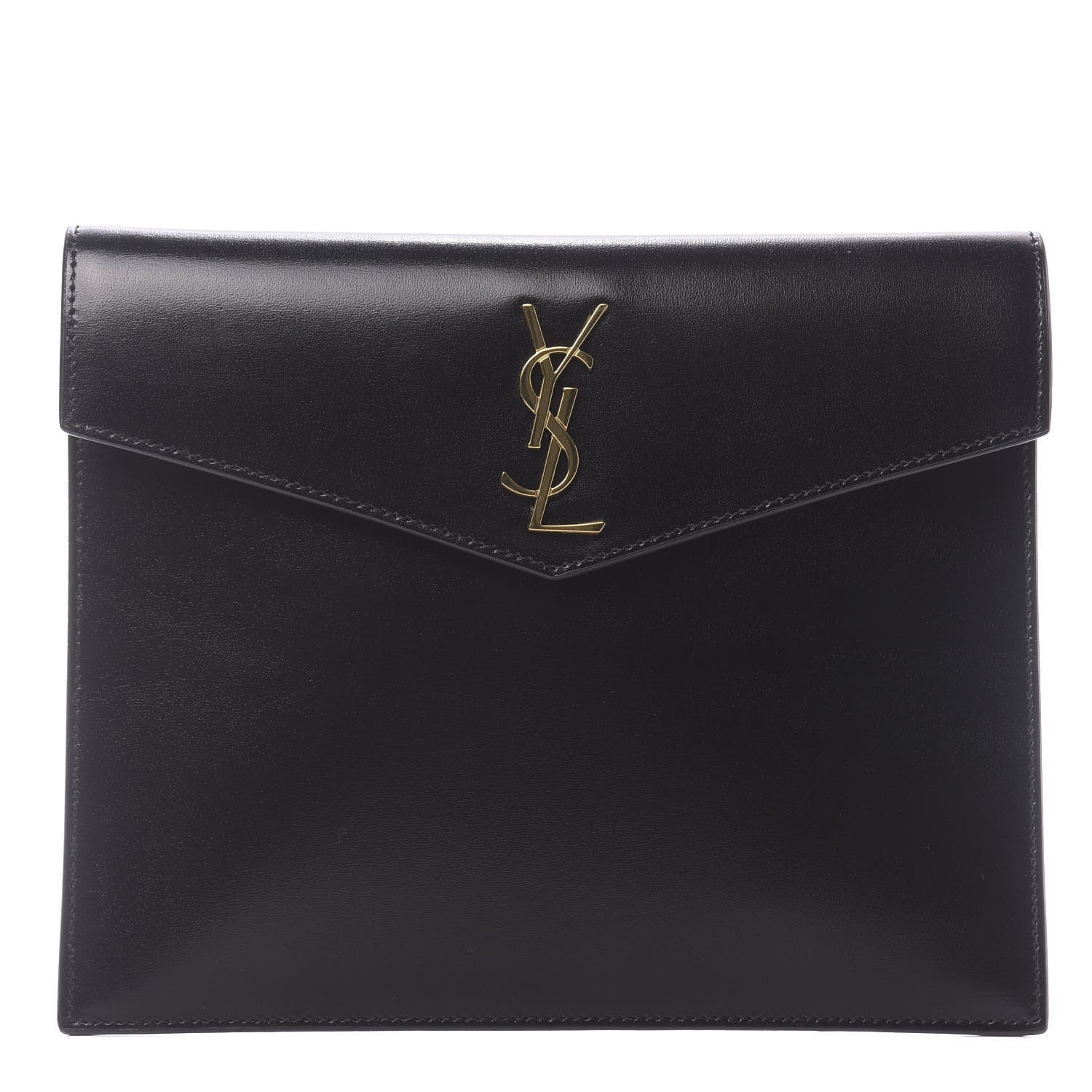 Saint Laurent Smooth Shiny Calfskin Monogram Uptown Baby Pouch Black 1 of 9