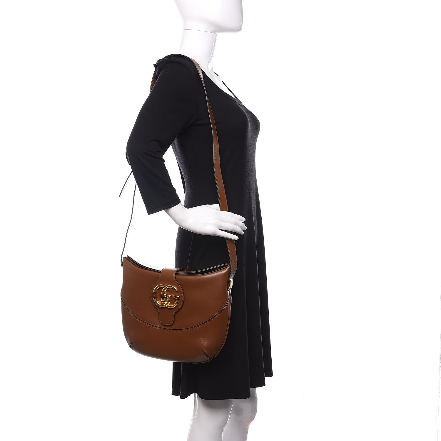 Gucci Boarded Plutone Calfskin Medium Arli Shoulder Bag Nocciola 2 of 11