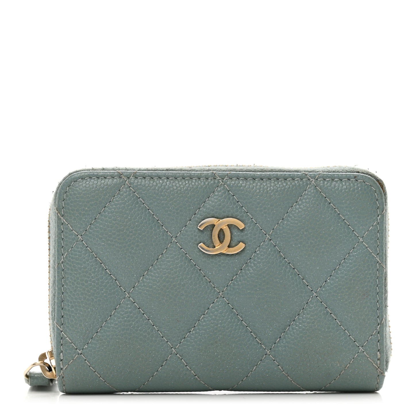 Caviar Quilted Zip Coin Purse Blue