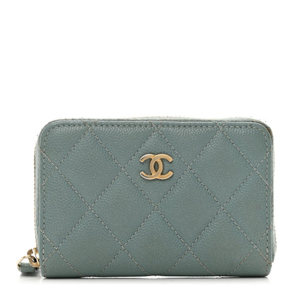 Chanel Caviar Quilted Zip Coin Purse Blue 1 of 7