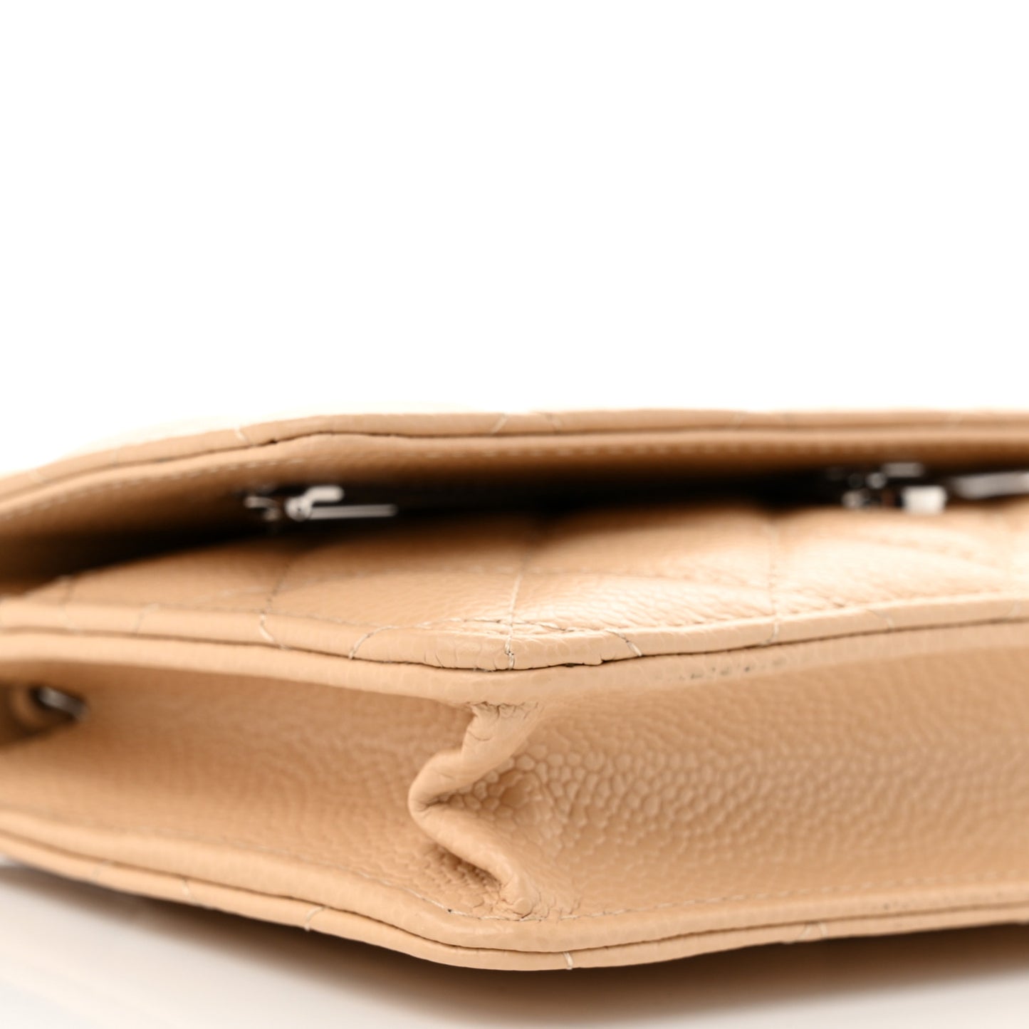Caviar Quilted Wallet On Chain WOC Beige