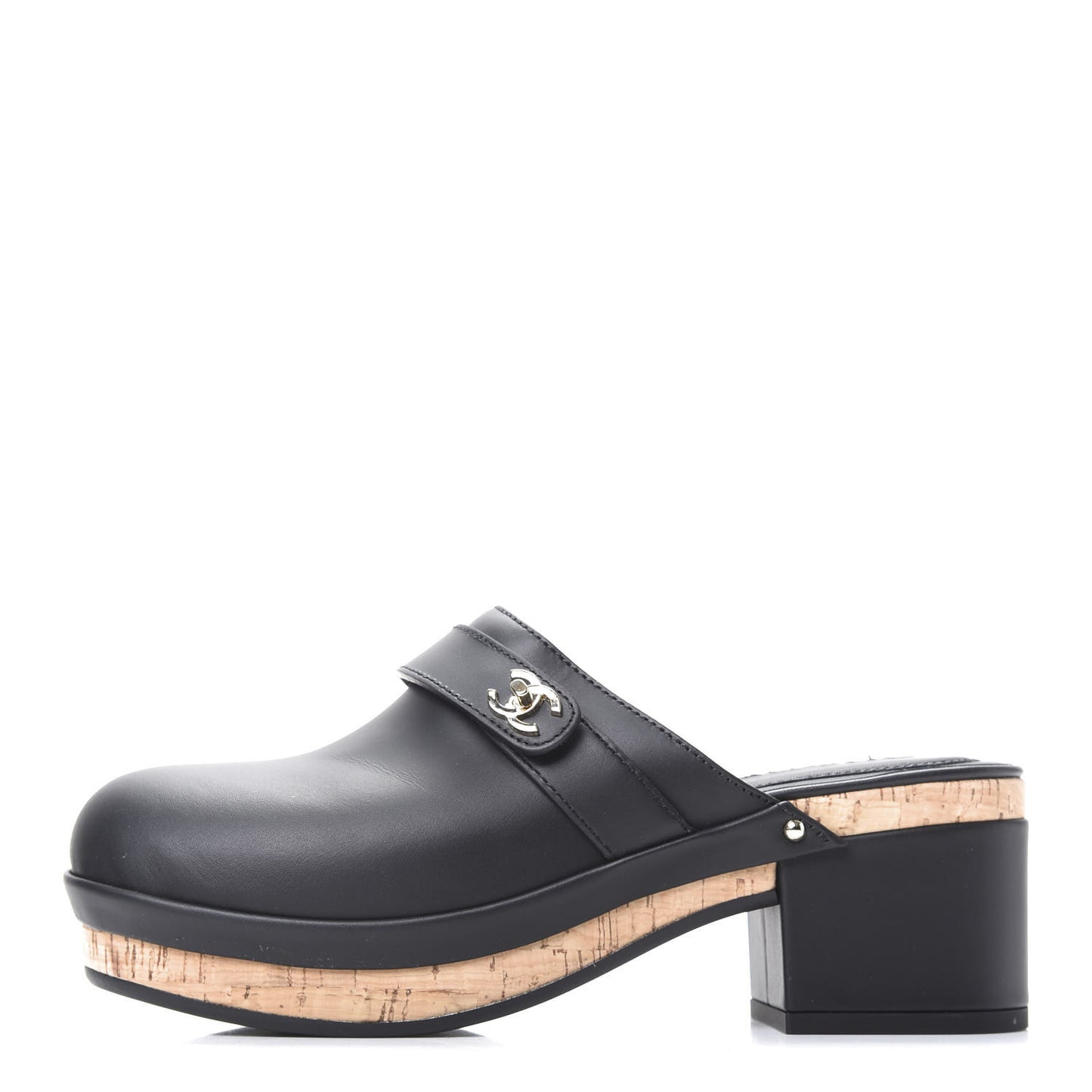 Calfskin CC Turn Lock Clogs 37 Black