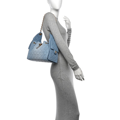 Chanel Washed Denim Quilted Small Chanel 25 Handbag Blue 2 of 11