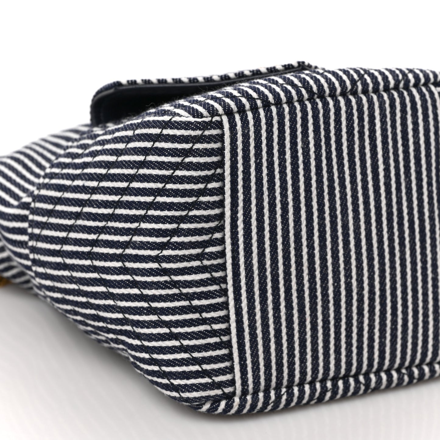Canvas Striped Nano Joe Bucket Bag Deep Marine Cream