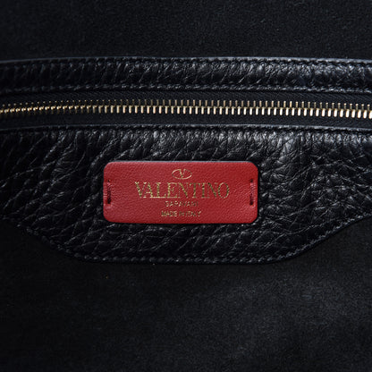 Valentino Garavani Grained Calfskin Rockstud Shoulder Tote Black 8 of 9