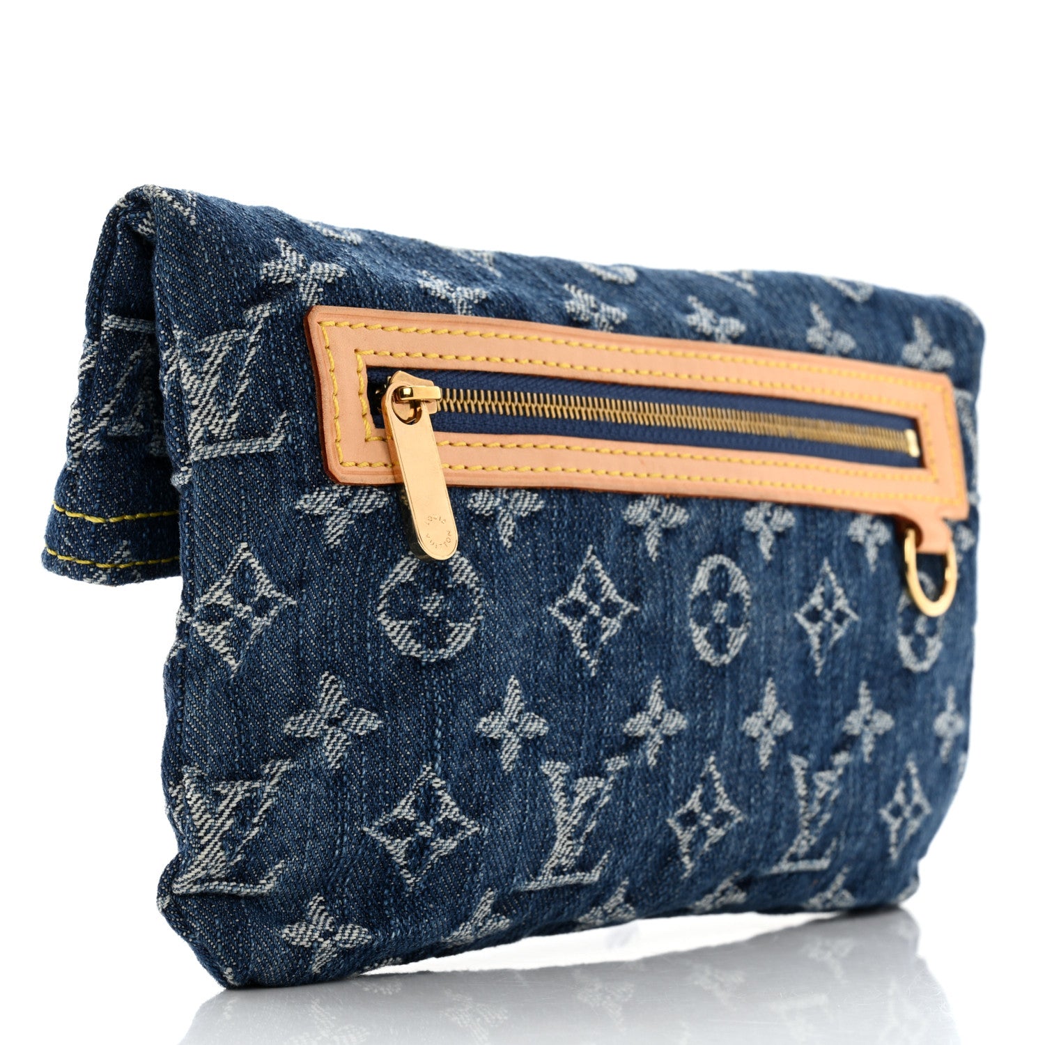 Louis Vuitton Monogram Denim Pochette Plat Clutch Blue 2 of 9
