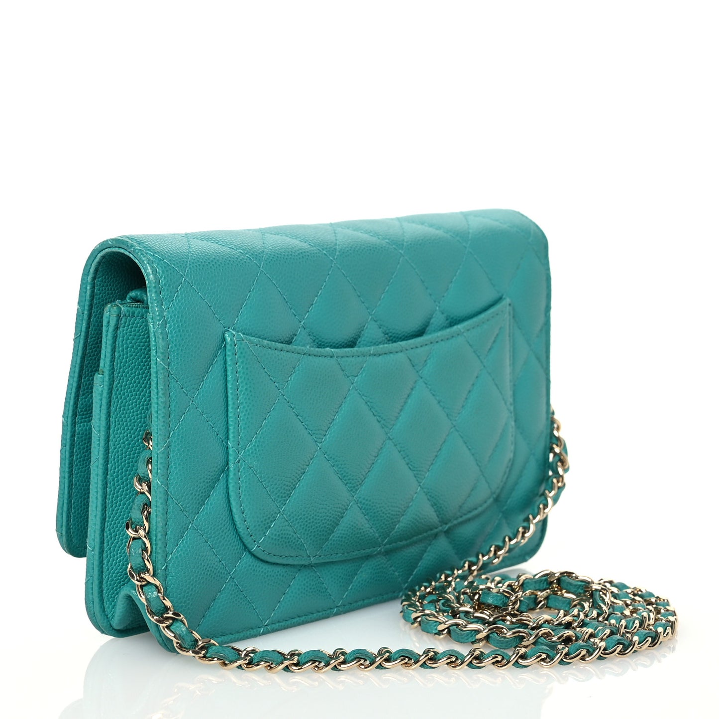 Caviar Quilted Wallet On Chain WOC Turquoise