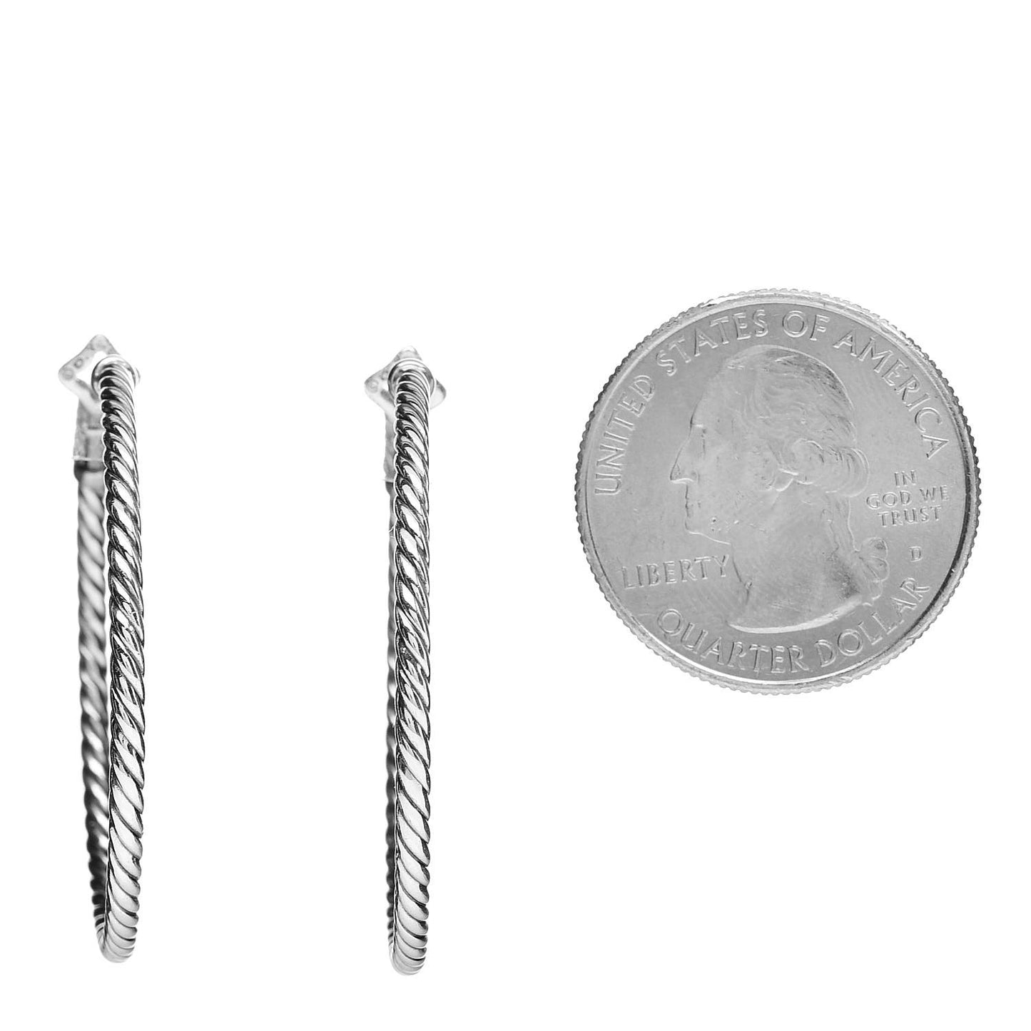 Sterling Silver 36mm Large Cable Classics Hoop Earrings