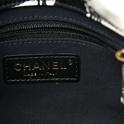 Chanel Canvas Printed Deer Coco Mini Single Flap White Black 6 of 11
