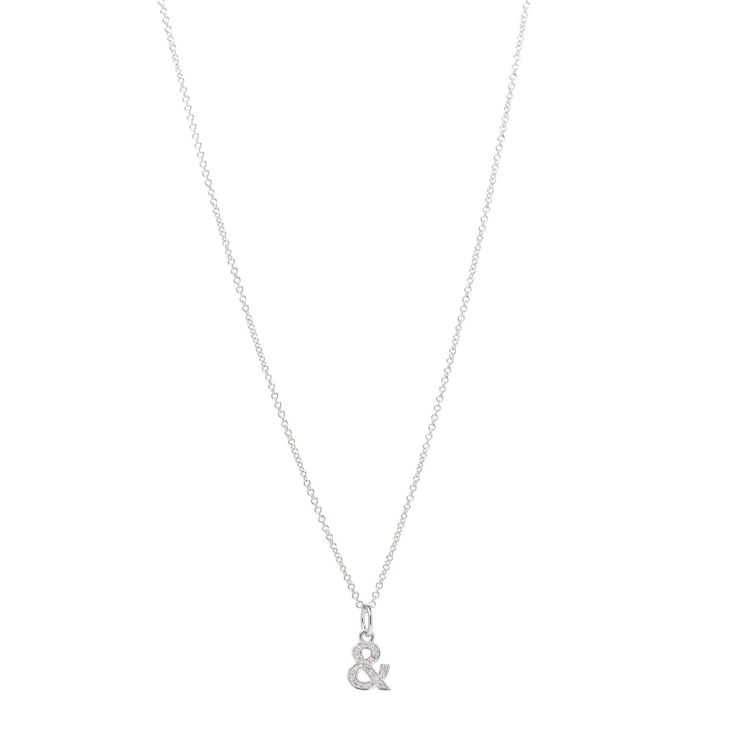 Tiffany 18K White Gold Diamond Small Ampersand Pendant Necklace 1 of 7