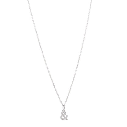 Tiffany 18K White Gold Diamond Small Ampersand Pendant Necklace 1 of 7