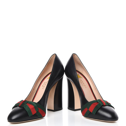 Gucci Malaga Kid Web Bow Pumps 39 Black 6 of 12