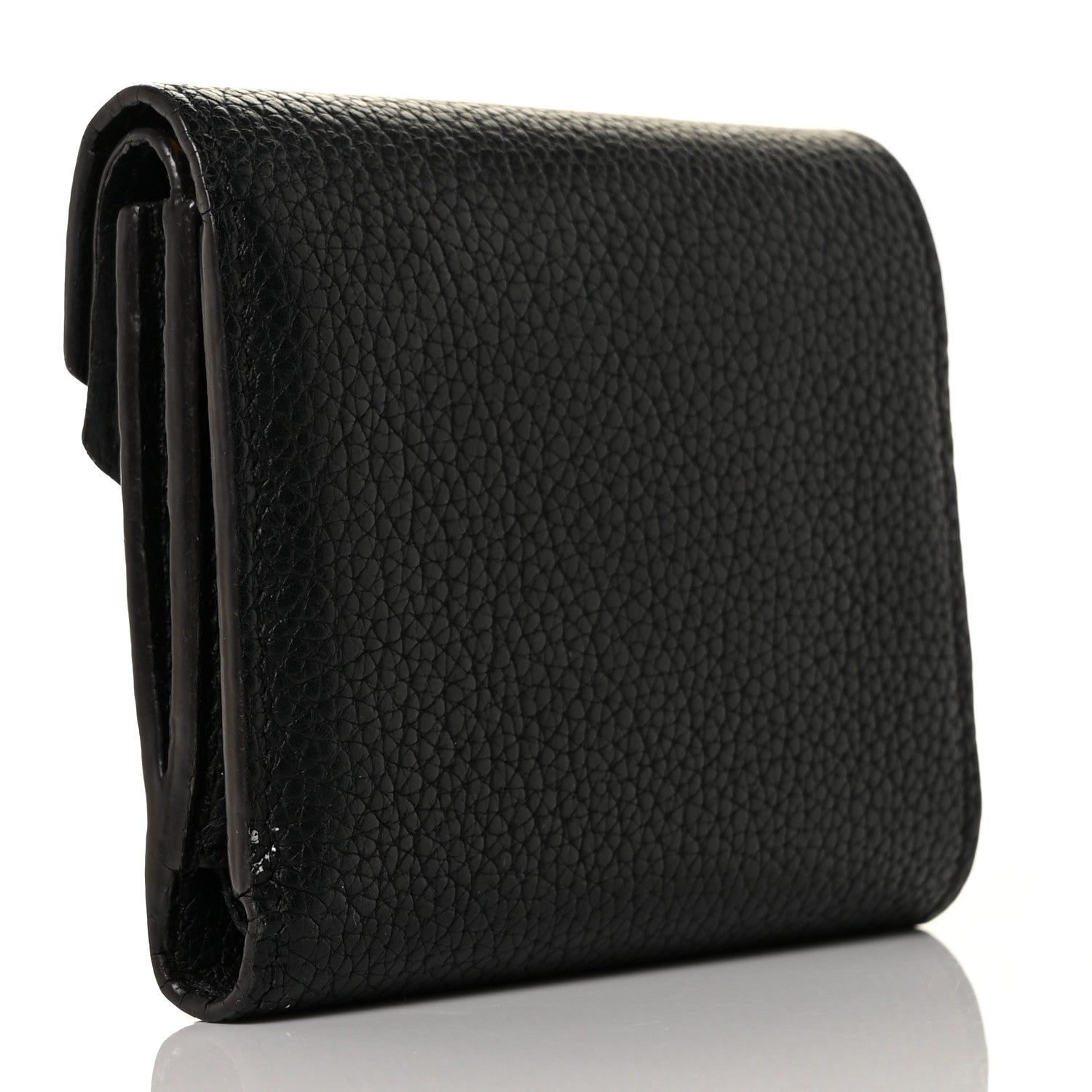 Louis Vuitton Grained Calfskin Monogram Double V Compact Wallet Black 3 of 9