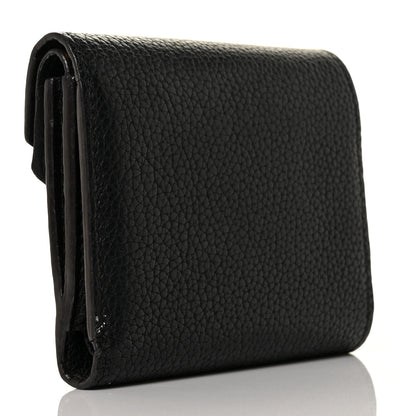 Louis Vuitton Grained Calfskin Monogram Double V Compact Wallet Black 3 of 9