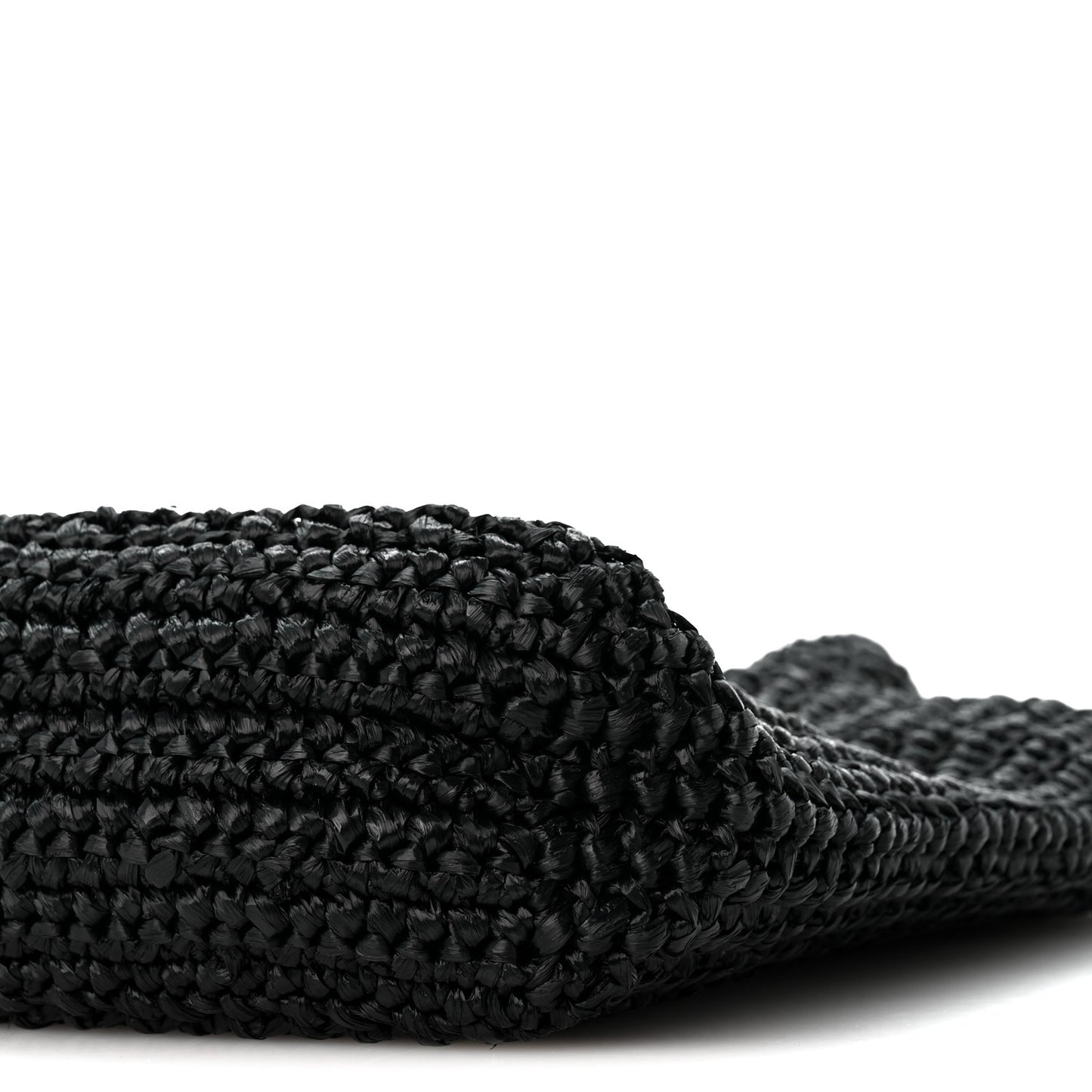 Yarn Raffia Effect Crochet Small Logo Tote Black