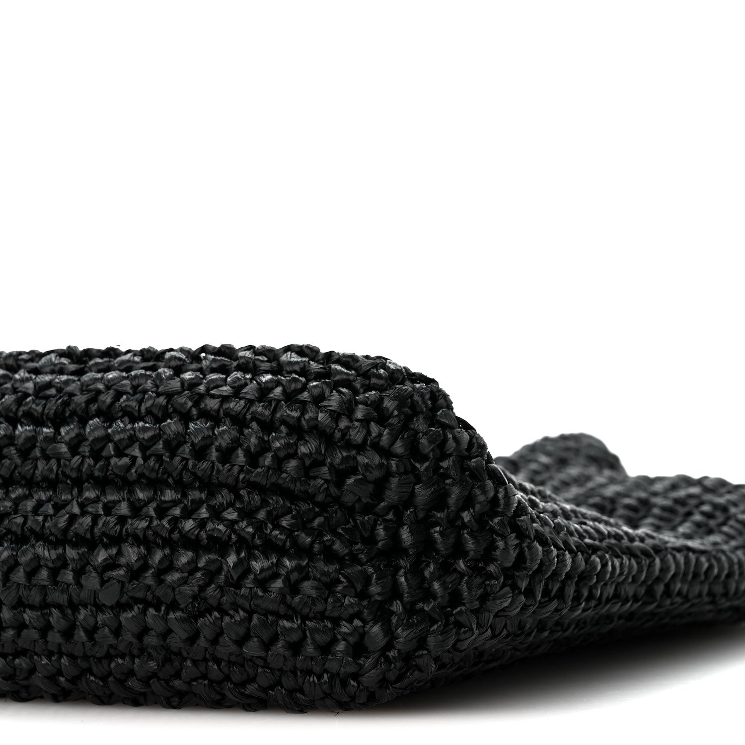 Prada Yarn Raffia Effect Crochet Small Logo Tote Black 9 of 9