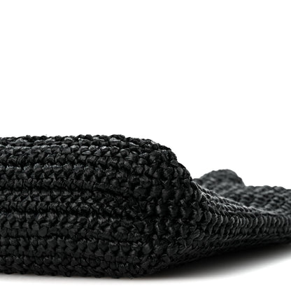 Prada Yarn Raffia Effect Crochet Small Logo Tote Black 9 of 9