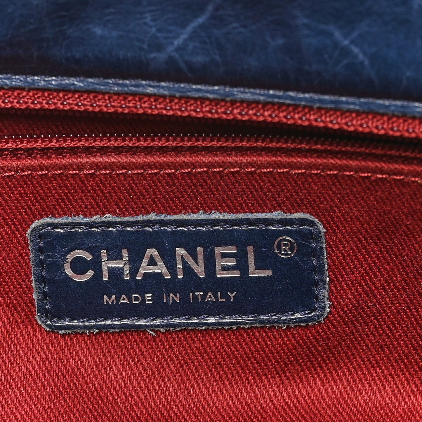 Glazed Calfskin Quilted Large Coco Soft Flap Navy