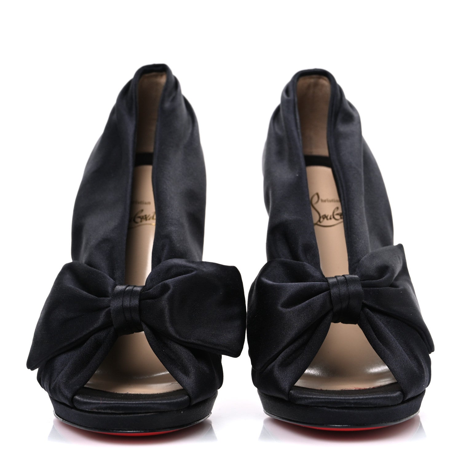 Christian Louboutin Satin Crepe Cosmolip Bow 120 Sandals 38.5 Black 3 of 10