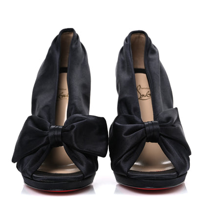 Christian Louboutin Satin Crepe Cosmolip Bow 120 Sandals 38.5 Black 3 of 10