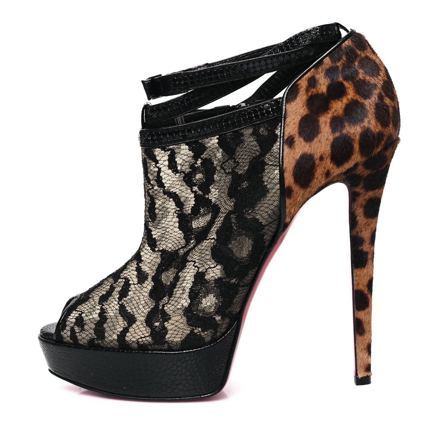 Lace Calf Hair Leopard Bridget 140 Ankles Booties 39 Black