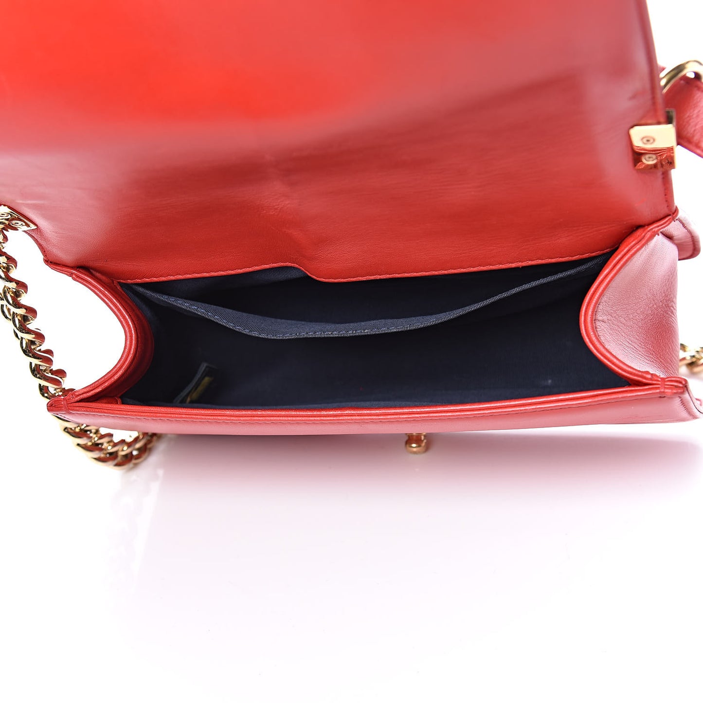 Lambskin Embossed Medium Boy Cube Flap Red