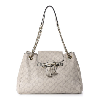 Gucci Guccissima Signature Medium Emily Shoulder Bag Mystic White 1 of 20