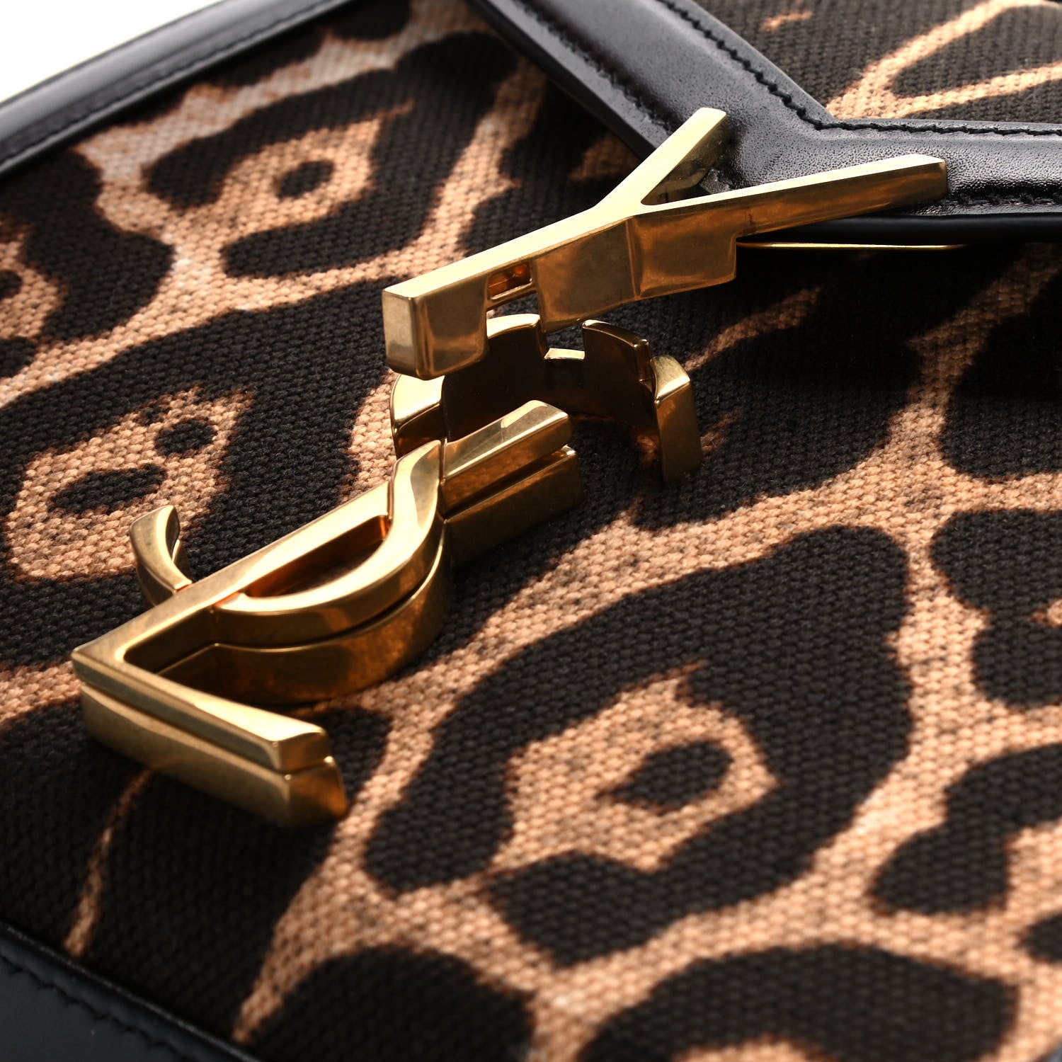 Saint Laurent Canvas Leopard Print Mini Classic Monogram Cassandra Top Handle Black 11 of 11