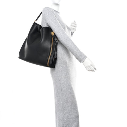 Tom Ford Pebbled Calfskin Large Alix Padlock Zip Hobo Bag Black 2 of 11